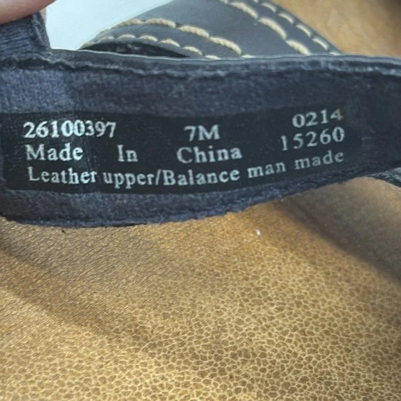 Clarks Black Sandals with White Stitching Size 7 MCS7378P - Picture 7 of 7